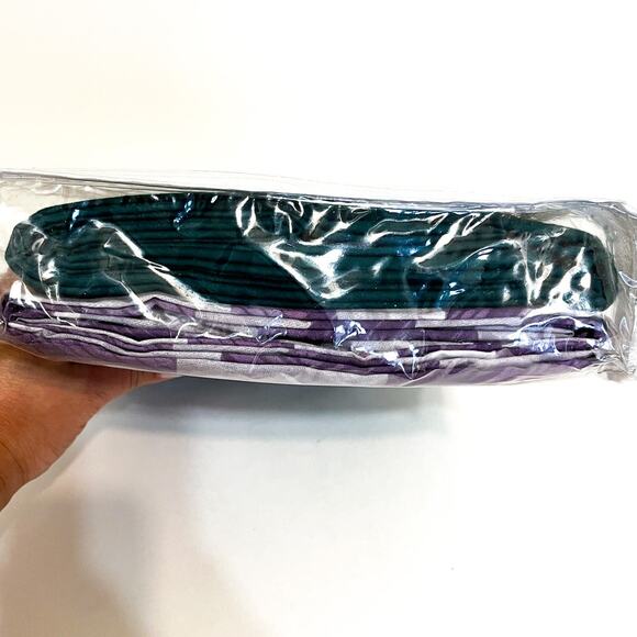 VTG Gold Connection Cotton Twin Sheet Set Purple Green Abstract Muted Artsy - Picture 4 of 6